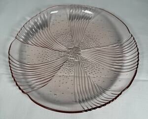 Vintage Libbey Harmony Pink Glass Plate 9" Pinwheel Bubble Wave Luncheon Salad